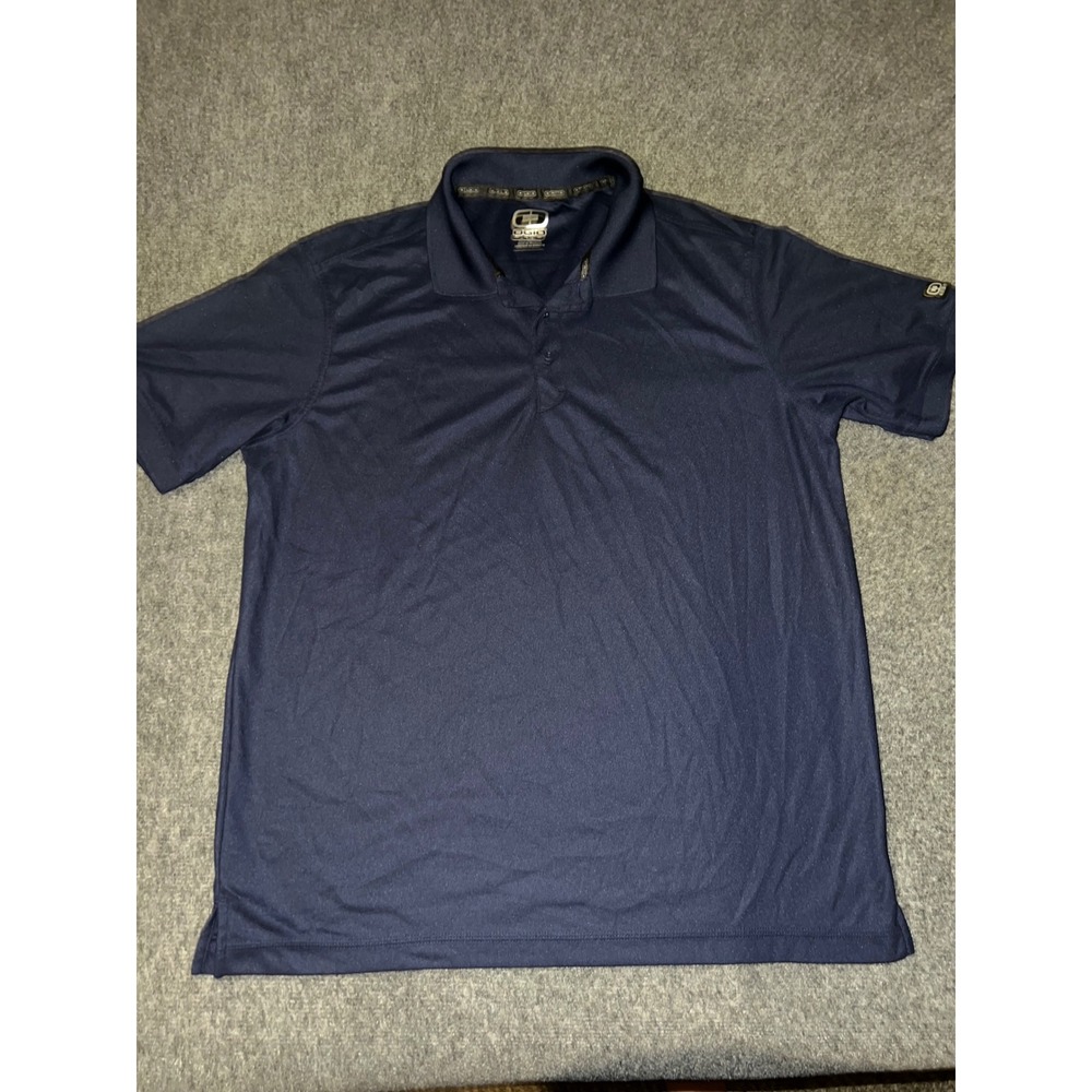 OGIO Mens Large Navy Blue Short Sleeve Polyester Performance Polo Shirt